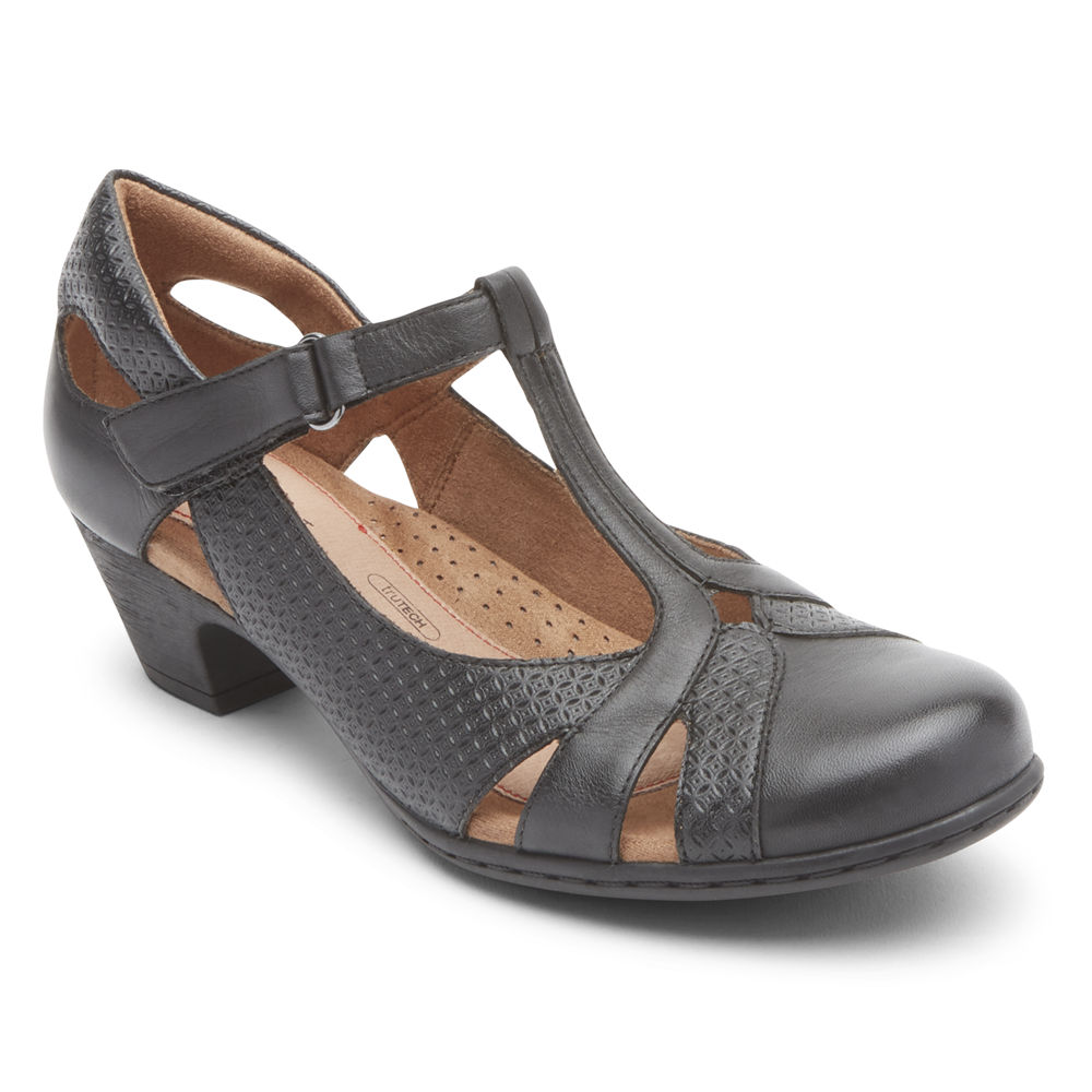 Rockport Womens Brynn T-Strap - Heels Black - PJL164895